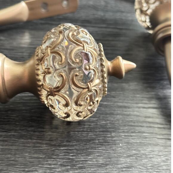 Drape Curtain 6 Brushed Champagne Ornate Filigree Glass Ball Tieback Holdbacks - Picture 5 of 12